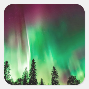 Aurora borealis northern lights square sticker