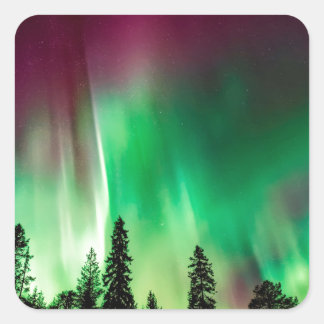 Aurora borealis northern lights square sticker