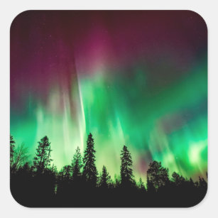 Aurora borealis northern lights square sticker