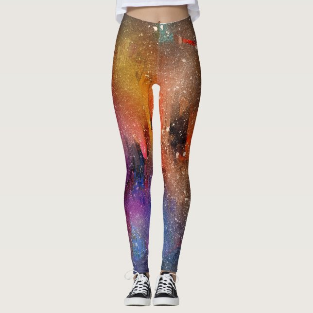 Aurora Borealis Northern Lights & Trees Leggings (Front)