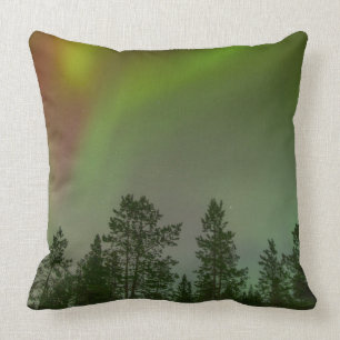 Aurora Borealis Northern Lights Trees Nature Lands Cushion