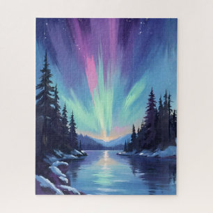 Aurora Borealis   Northern Lights Watercolor Jigsaw Puzzle