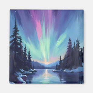 Aurora Borealis Northern Lights Watercolor Magnet