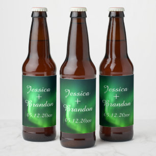 Aurora Borealis Northern lights Wedding Beer Bottle Label