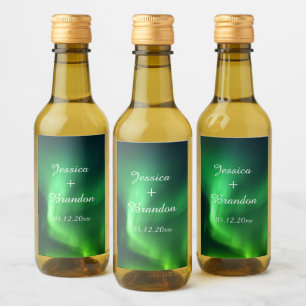 Aurora Borealis Northern lights Wedding Wine Label