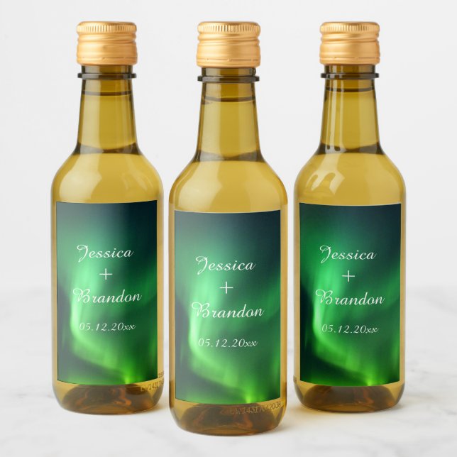 Aurora Borealis Northern lights Wedding Wine Label (Bottles)