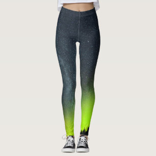 Aurora Borealis Northern lights winter stars sky   Leggings