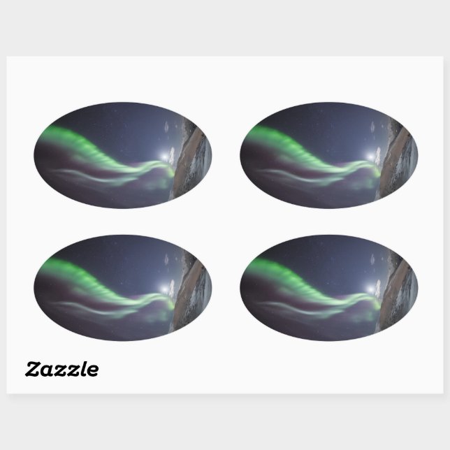 Aurora Borealis Norway Oval Sticker (Sheet)