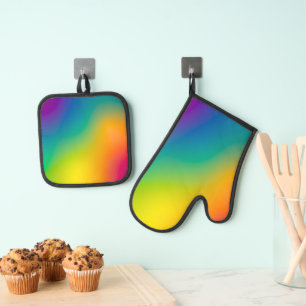 Aurora borealis oven mitt & pot holder set