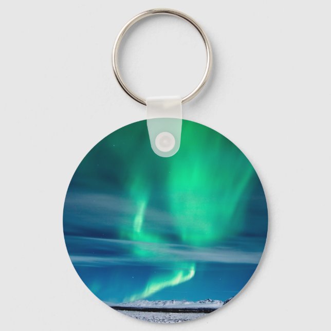 Aurora Borealis over Mosfellsheiði Key Ring (Front)