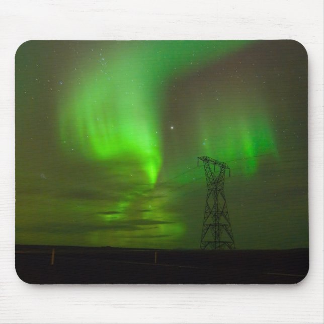 Aurora Borealis over Nesjavellir #2 Mouse Pad (Front)