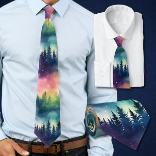 Aurora Borealis Pastel Pines Northern Lights Tie