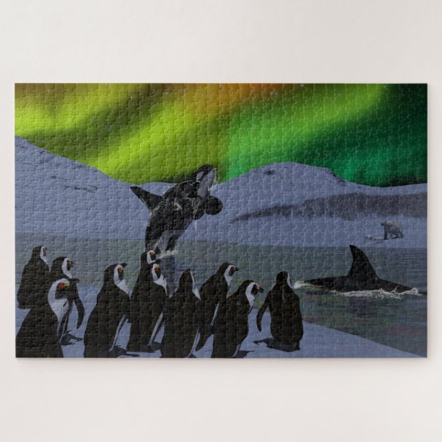 Aurora Borealis Penguins & Whales Jigsaw Puzzle (Horizontal)