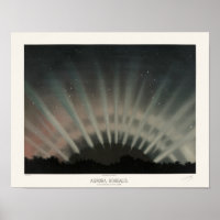 Aurora Borealis Print, Trouvelot, 1881, Restored