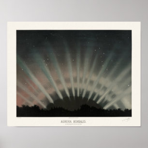 Aurora Borealis Print, Trouvelot, 1881, Restored Poster