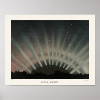 Aurora Borealis Print, Trouvelot, 1881, Restored Poster