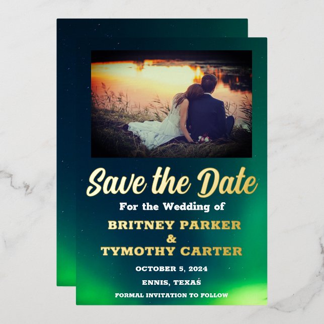 Aurora Borealis Sky QR Code Photo Wedding (Front/Back)