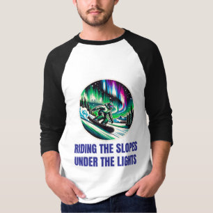 Aurora Borealis Snowboarding Adventure Under T-Shirt