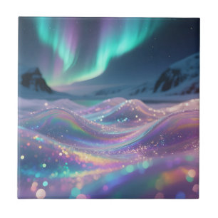 Aurora Borealis Sparkling Waves Fantasy Ceramic Tile