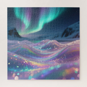 Aurora Borealis Sparkling Waves Fantasy Jigsaw Puzzle