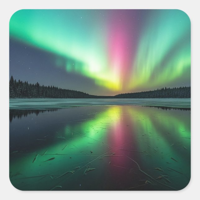 Aurora Borealis Square Sticker (Front)