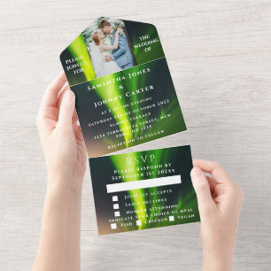 Aurora Borealis Starry Night Stars Photo Wedding  All In One Invitation