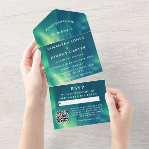 Aurora Borealis Starry Night Stars Sky Wedding  All In One Invitation