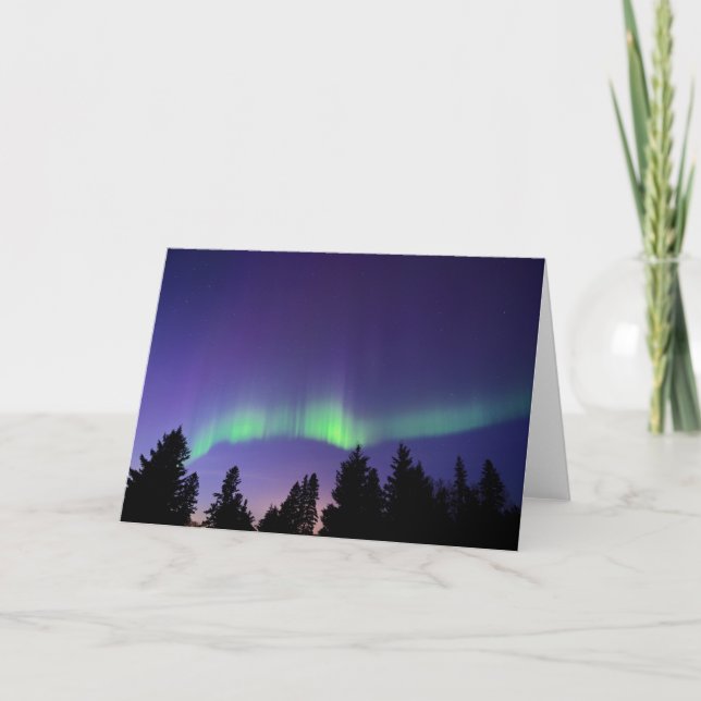 Aurora Borealis & Trees | Manitoba, Canada Card (Front)