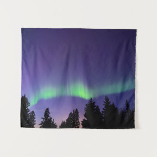 Aurora Borealis & Trees   Manitoba, Canada Tapestry