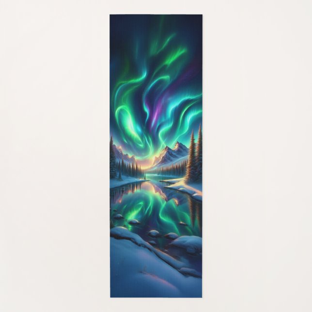 Aurora Borealis Winter Yoga Mat  (Front)