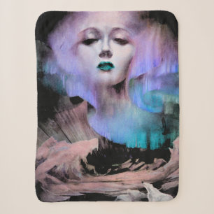 Aurora by Clive Henry blue turquoise purple night Sherpa Blanket
