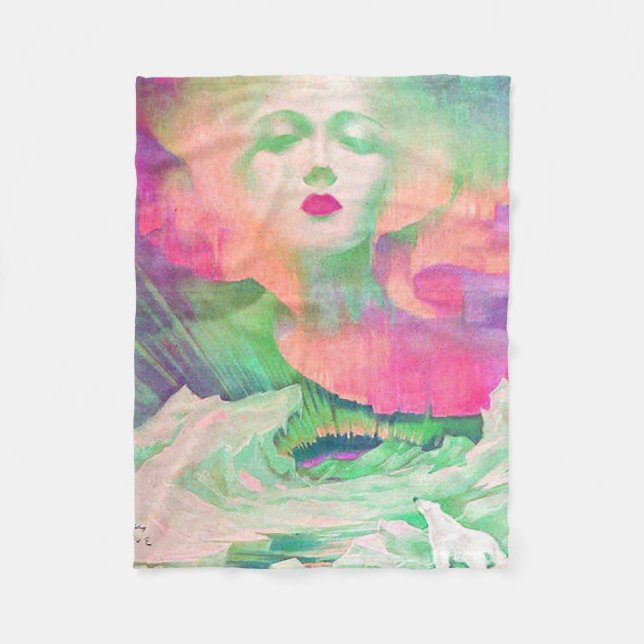 Aurora by Clive Henry colourful pink Fleece Blanket (Front)