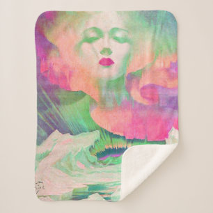 Aurora by Clive Henry colourful pink Sherpa Blanket