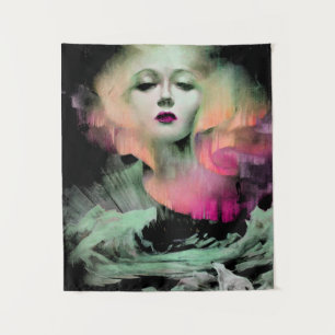 Aurora by Clive Henry pink peach night Tapestry