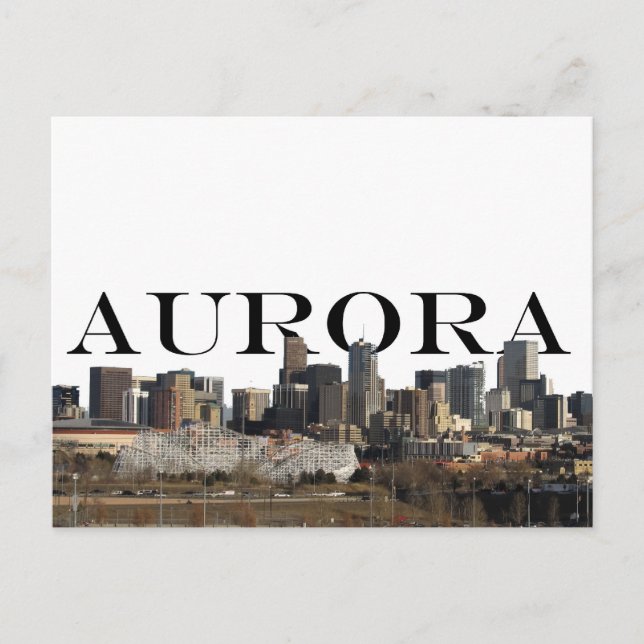 Aurora CO Skyline with Aurora in the Sky Postcard (Front)