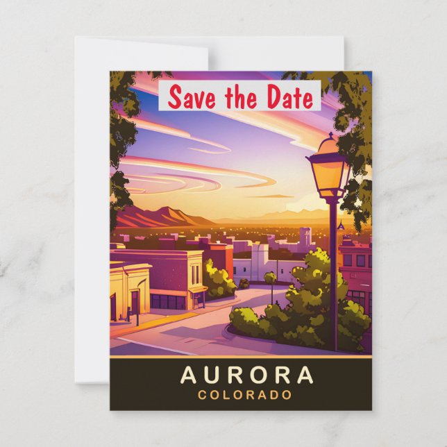 Aurora Colorado Mountain View Wedding Invitation (Front)