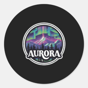 Aurora Colorado Rock Mountains Co Skiing Winter De Classic Round Sticker