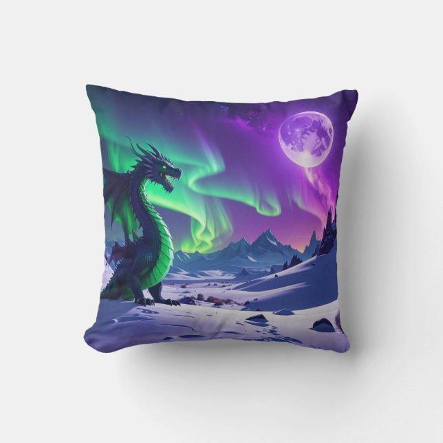 Aurora Dragon – Northern Lights Fantasy Mousepad Cushion (Front)