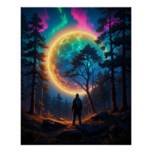Aurora Forest Explorer – Cosmic Night Sky Artwork