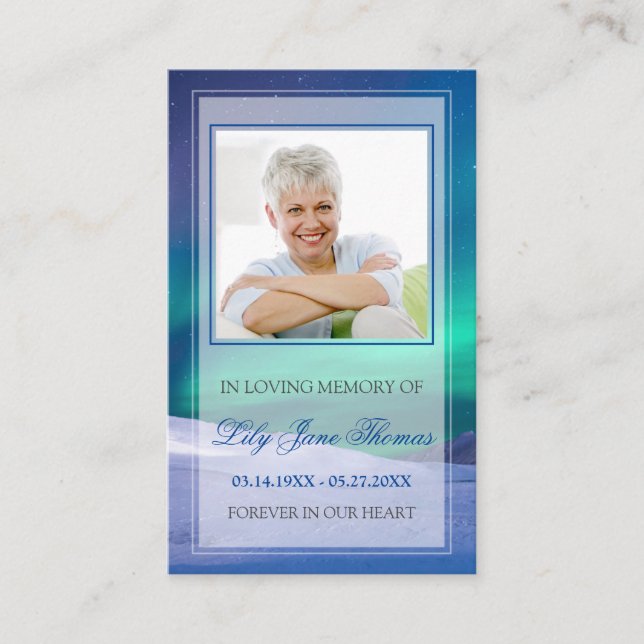 Aurora Funeral Prayer Card, Memorial Prayer Card (Front)