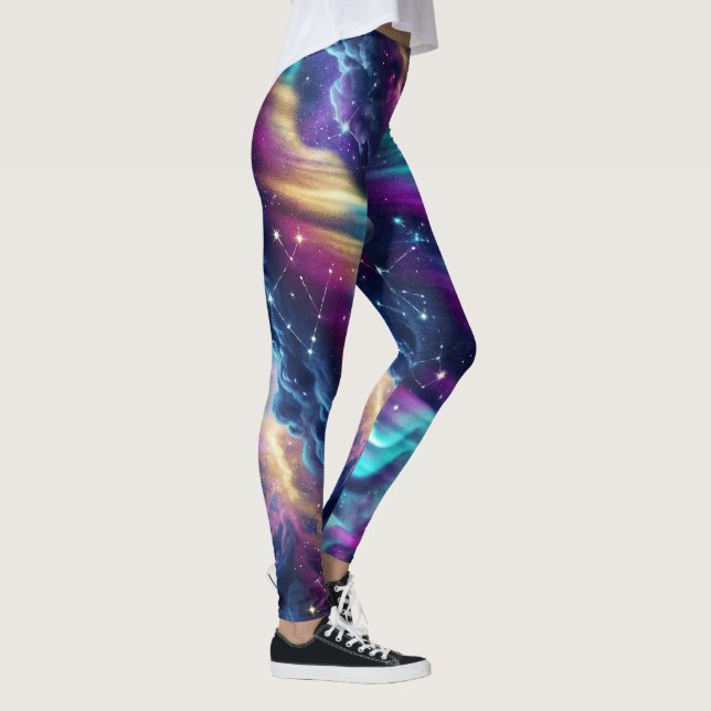 Aurora Galaxy Nebula Dream Pattern Leggings (Right)