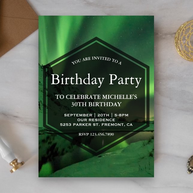 Aurora Glacier Northern Lights Birthday Party Invitation (Creator Uploaded)