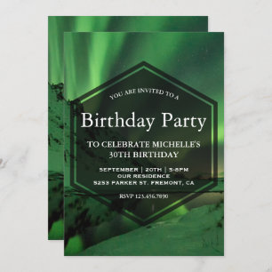Aurora Glacier Northern Lights Birthday Party Invitation