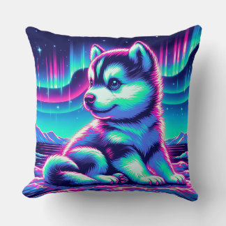 Aurora Glow Husky Pup Cushion