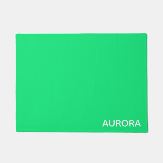 Aurora green colour name doormat (Front)
