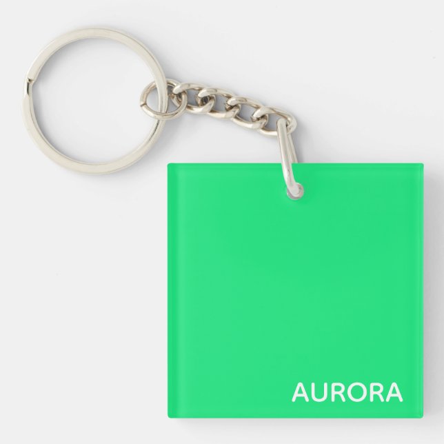 Aurora green colour name key ring (Front)