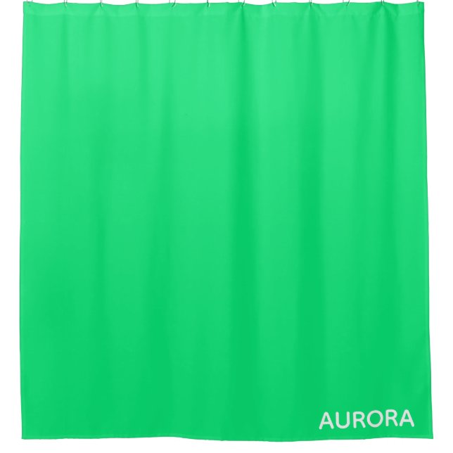 Aurora green colour name shower curtain (Front)