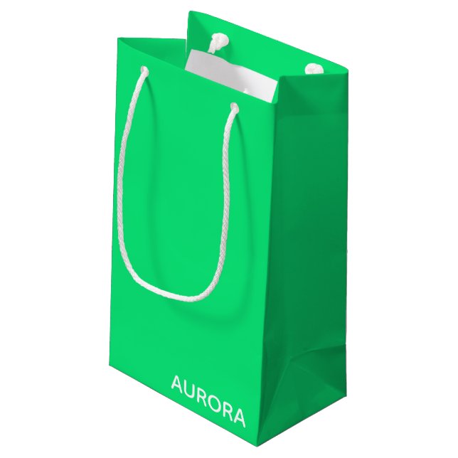 Aurora green colour name small gift bag (Back Angled)