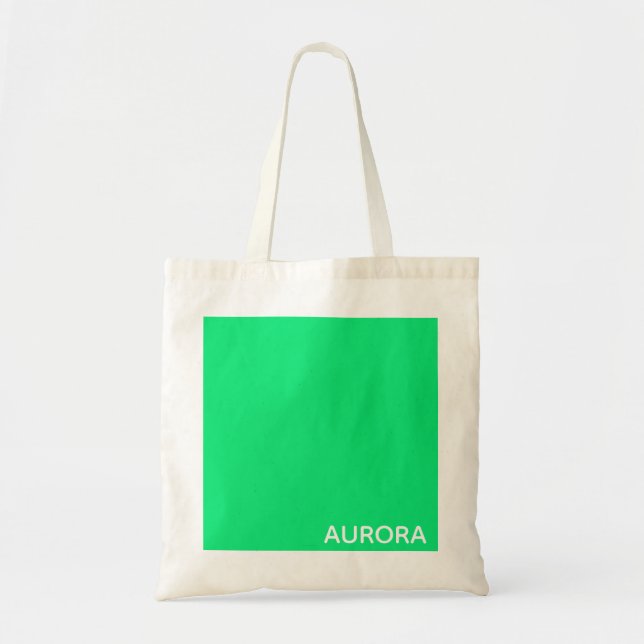 Aurora green colour name tote bag (Front)