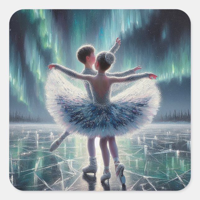 Aurora Ice Ballet Square Sticker (Front)